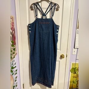 Coldwater Creek Vintage Blue Denim Dress with Embroidery